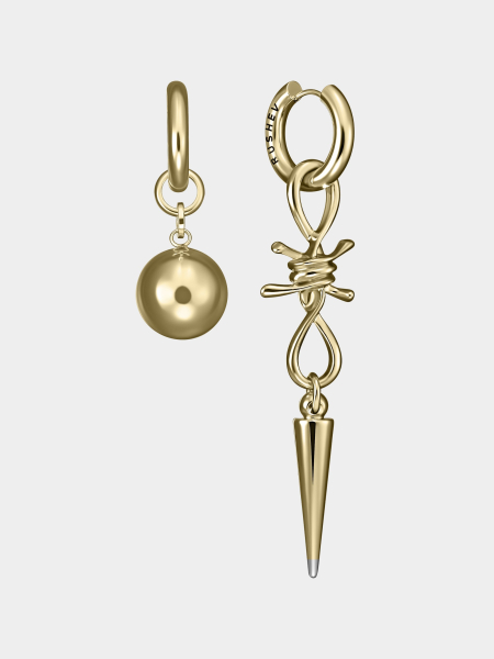 Ассиметричные серьги с проволокой и шаром 02