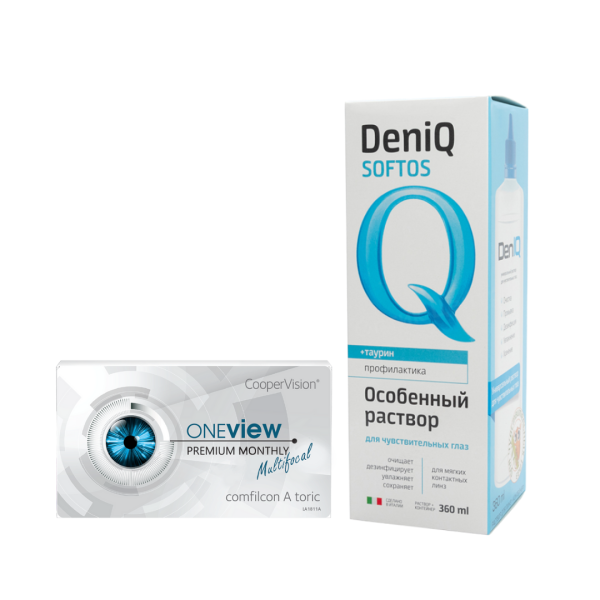 Набор OneView PREMIUM MONTHLY Multifocal, 3pk + раствор DENIQ 360 ml Набор OneView PREMIUM MONTHLY Multifocal, 3pk + раствор DENIQ 360 ml