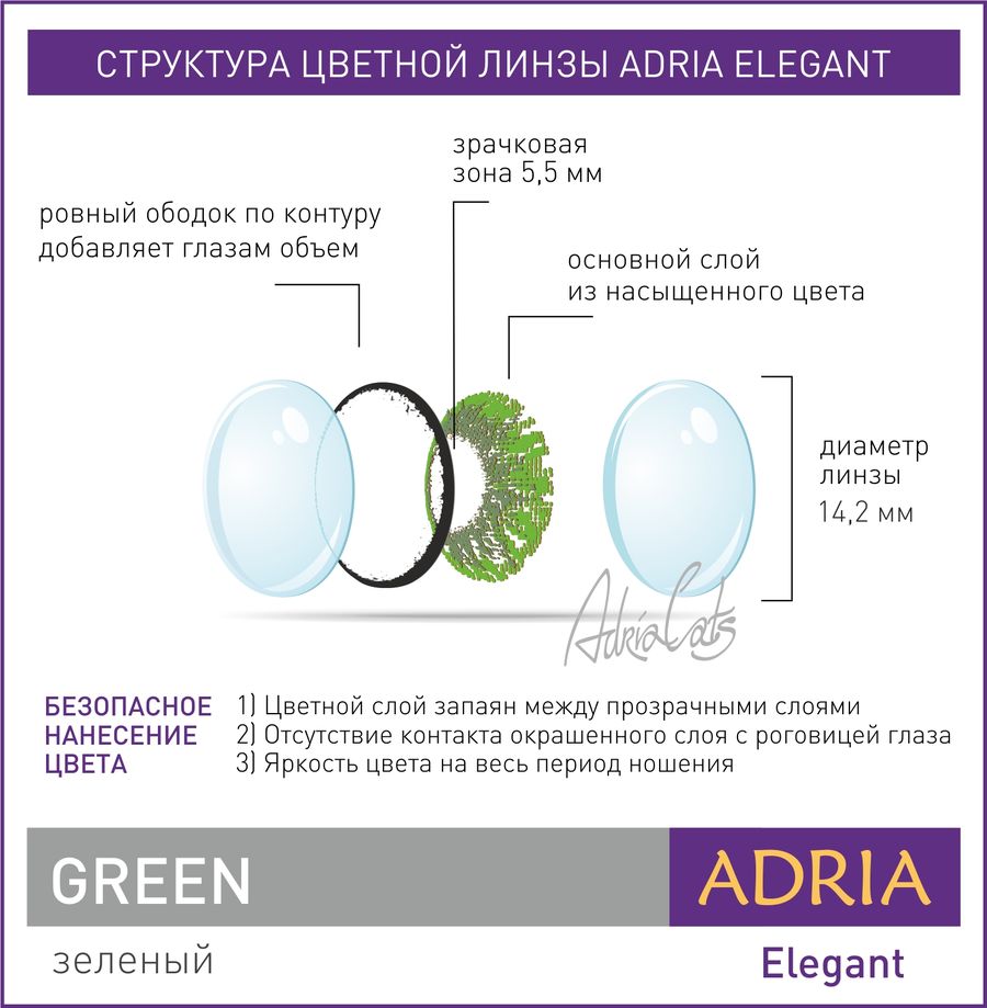 Цветные контактные линзы Adria Elegant Color, 2 pk