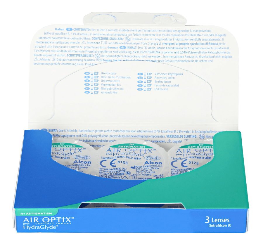 Контактные линзы AIR OPTIX plus HydraGlyde for ASTIGMATISM, 3 pk
