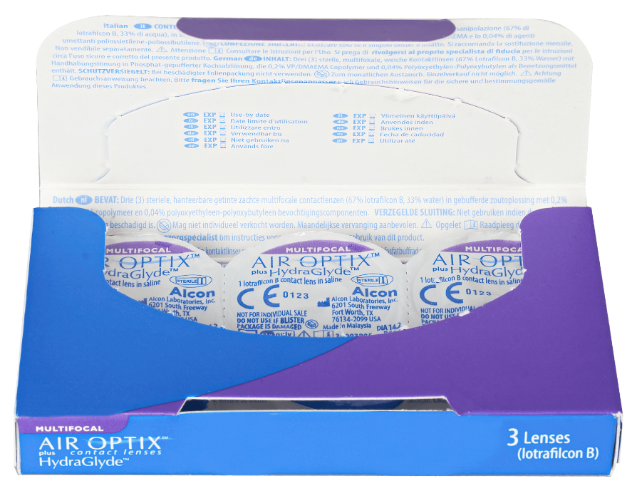 Контактные линзы AIR OPTIX plus HydraGlyde Multifocal, 3 pk