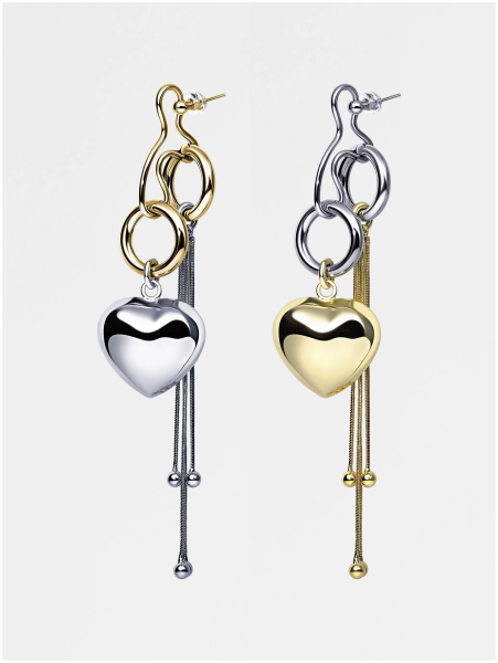 Парные серьги изогнутые с сердцами EA HRT1