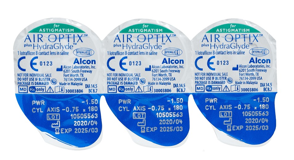 Контактные линзы AIR OPTIX plus HydraGlyde for ASTIGMATISM, 3 pk