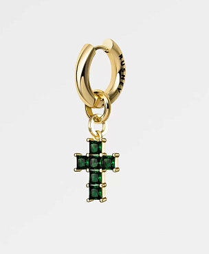Моносерьга CROSS GREEN Gold KR1GG